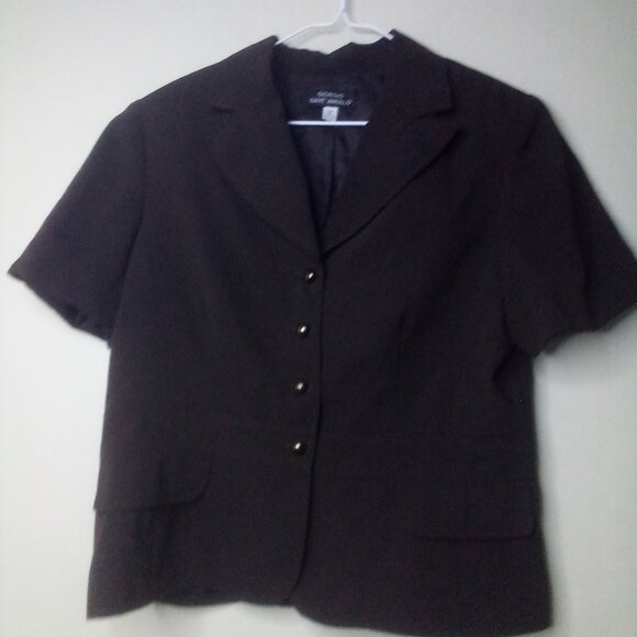 Giorgio Sant Angelo Blazer Jacket Women 12 Short Sleeve Button Up Brown - Picture 2 of 15